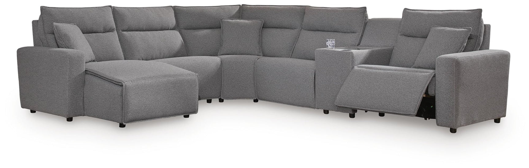 Modmax II Salt and Pepper Next-Gen Nuvella™ 6-Piece Power Reclining Sectional with Chaise and Console - image 2