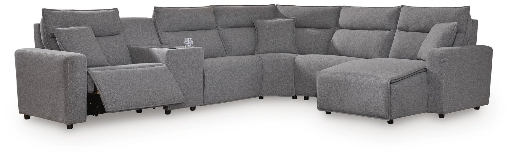 Modmax II Salt and Pepper Next-Gen Nuvella™ 6-Piece Power Reclining Sectional with Chaise and Console - image 2
