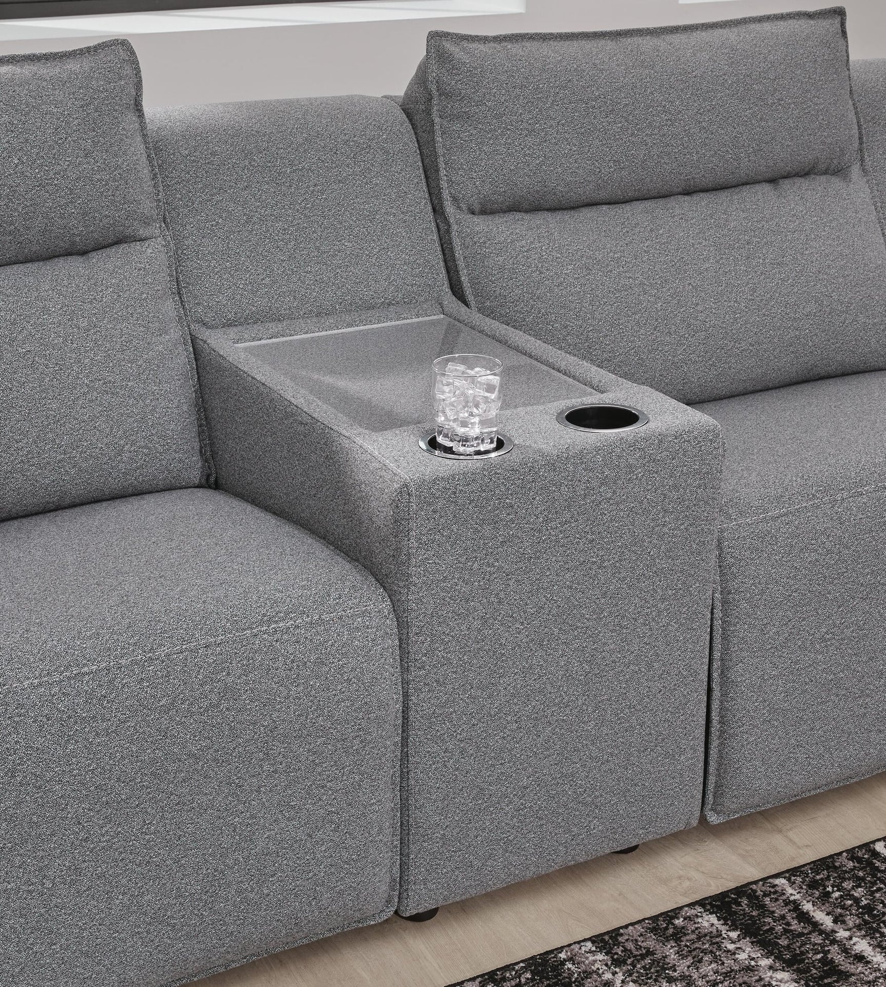 Modmax II Salt and Pepper Next-Gen Nuvella™ 6-Piece Power Reclining Sectional with Chaise and Console - image 6