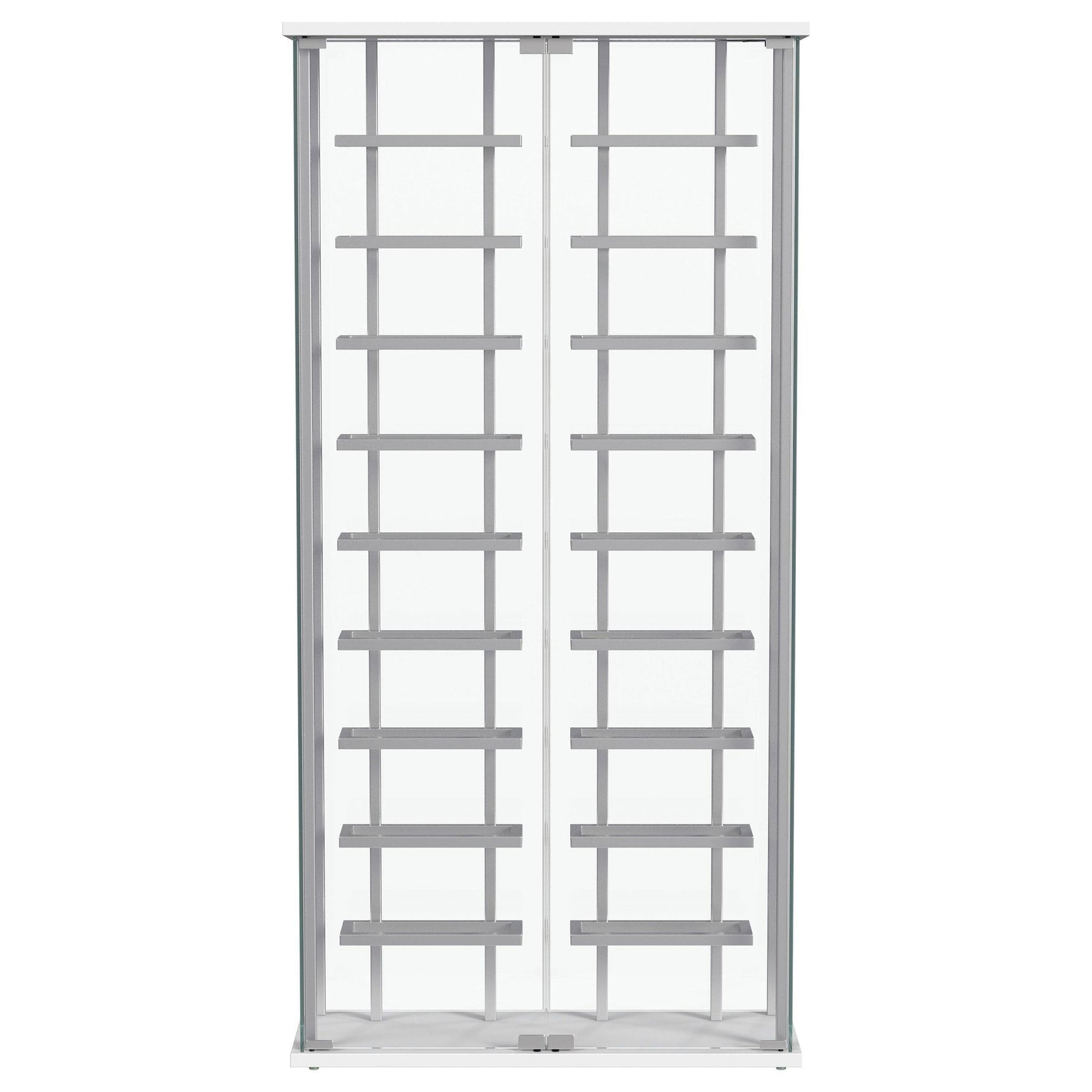 Montara Tempered Glass LED Wine Storage Curio Cabinet Chrome front view