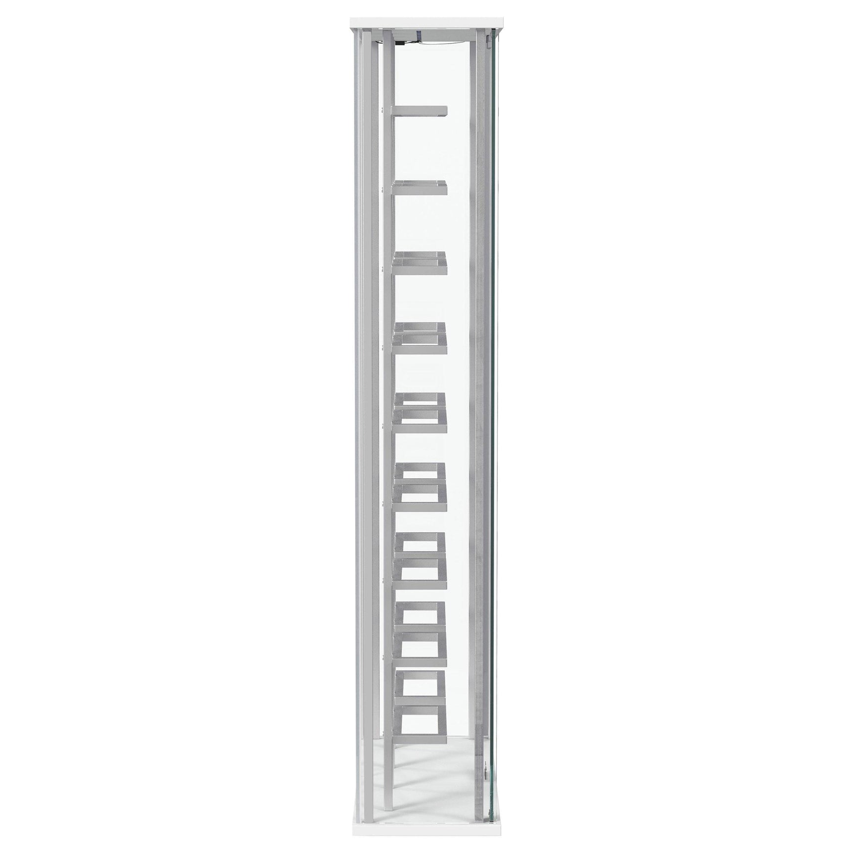 Montara Tempered Glass LED Wine Storage Curio Cabinet Chrome front view