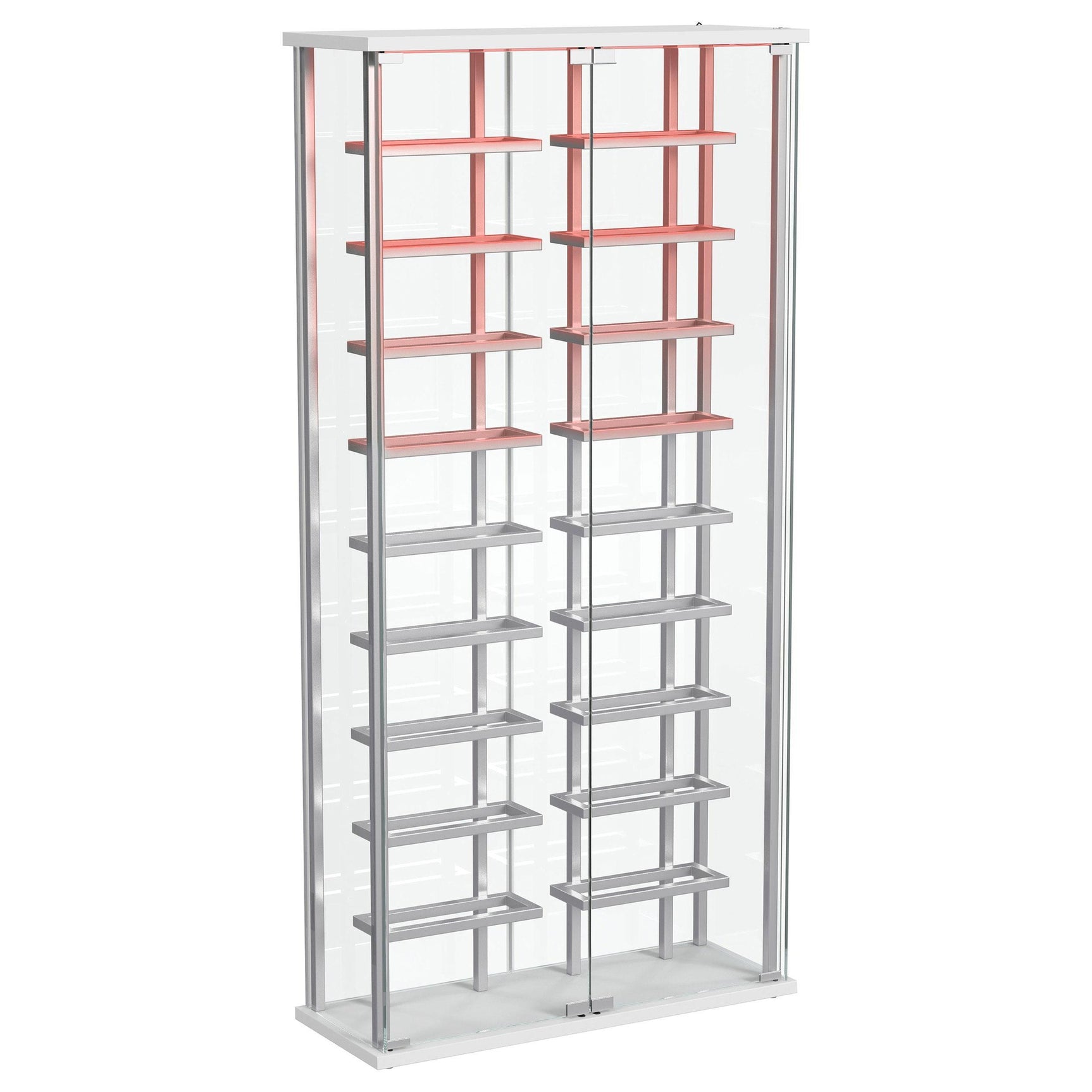Montara Tempered Glass LED Wine Storage Curio Cabinet Chrome front view