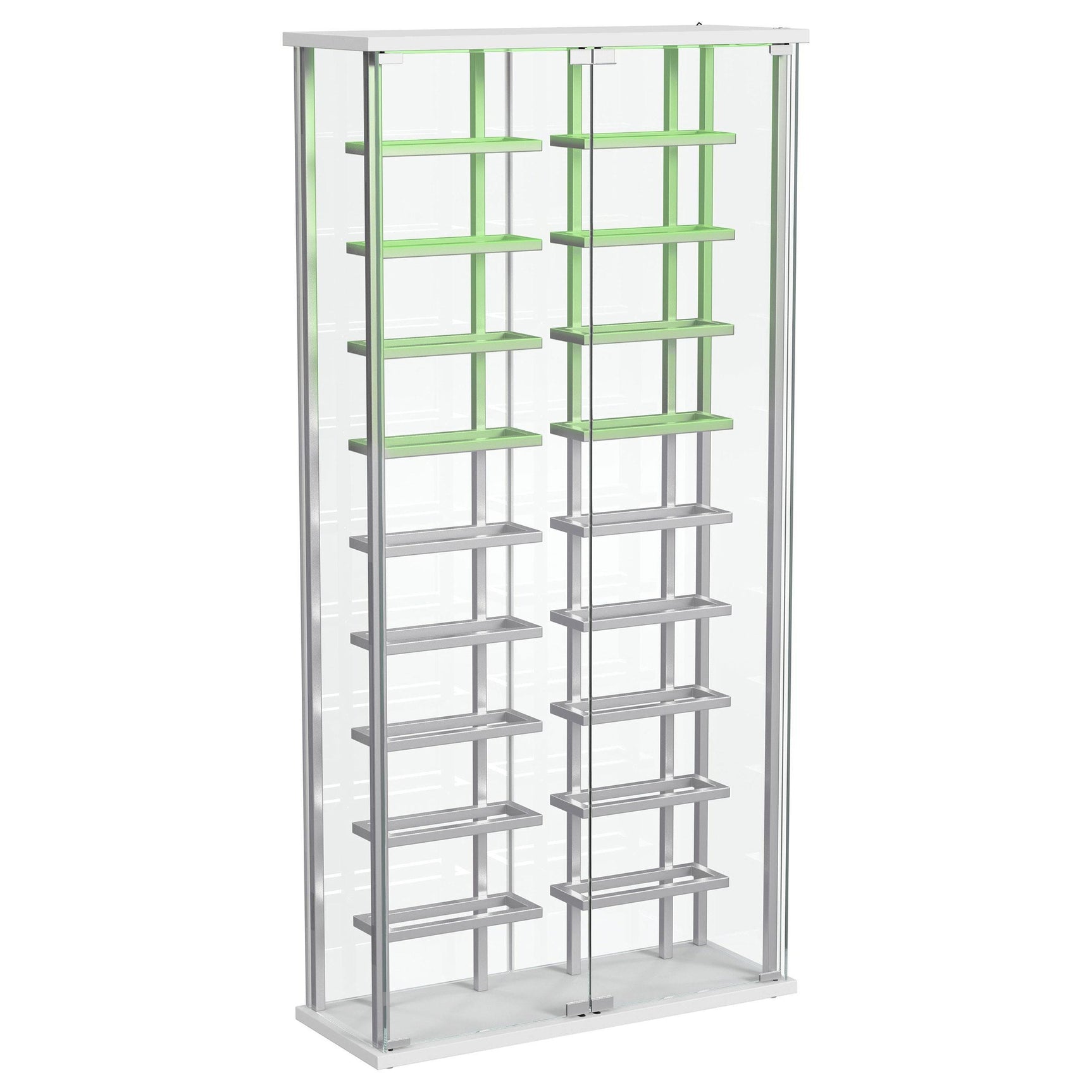 Montara Tempered Glass LED Wine Storage Curio Cabinet Chrome front view