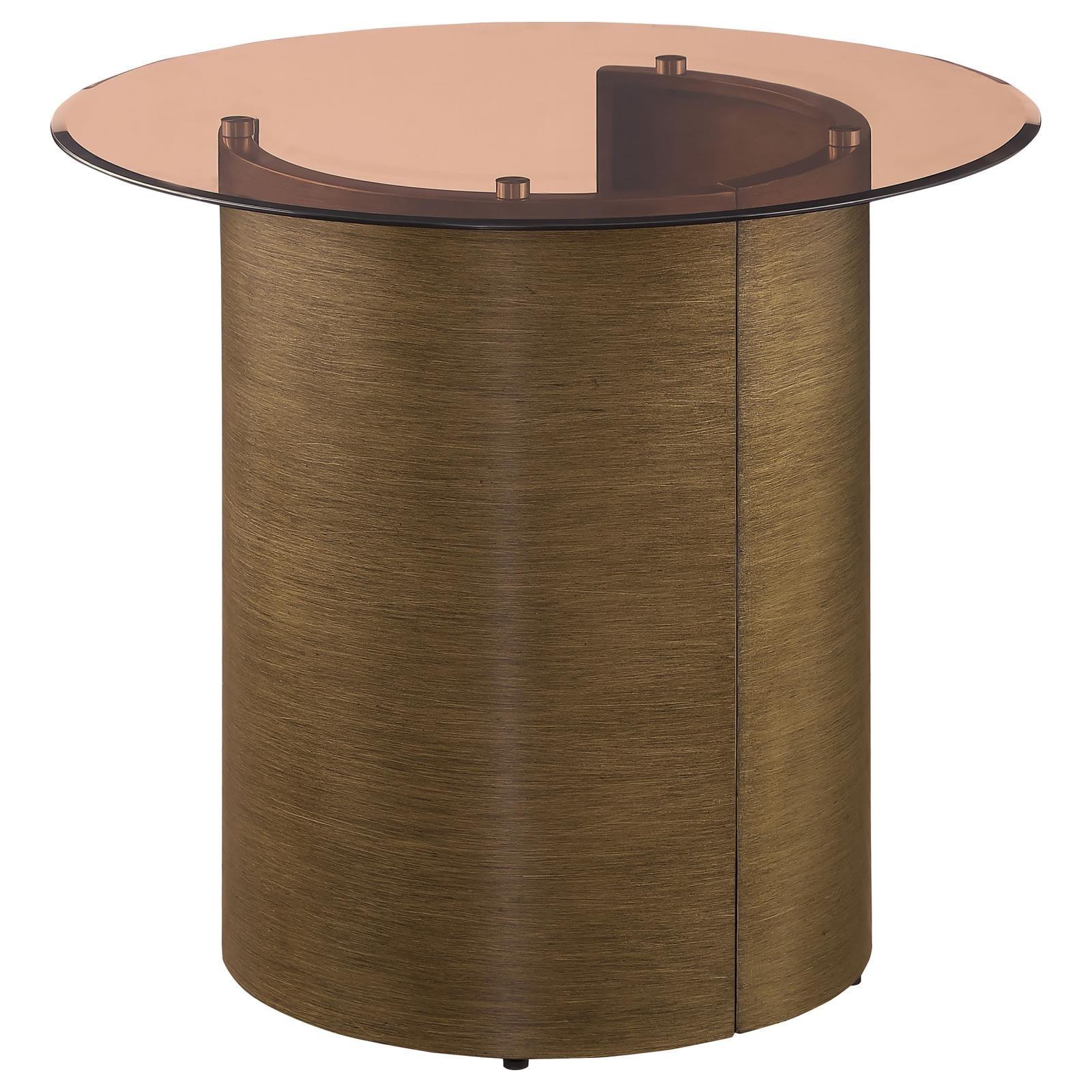 Top view of Morena round end table glass surface