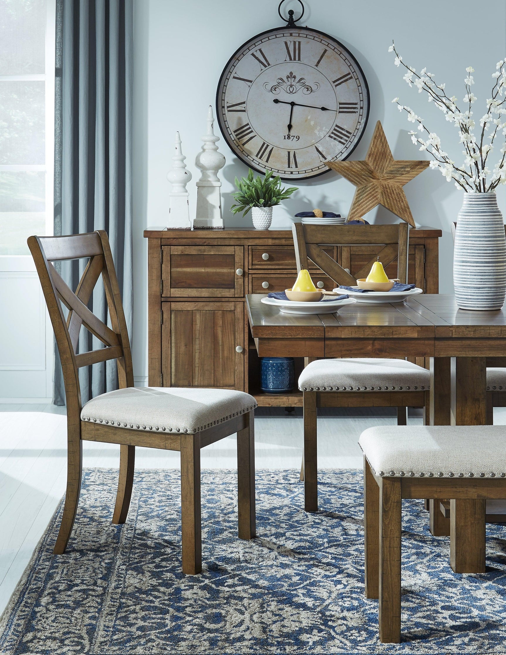Moriville Grayish Brown Rectangular Dining Room Set wide main view