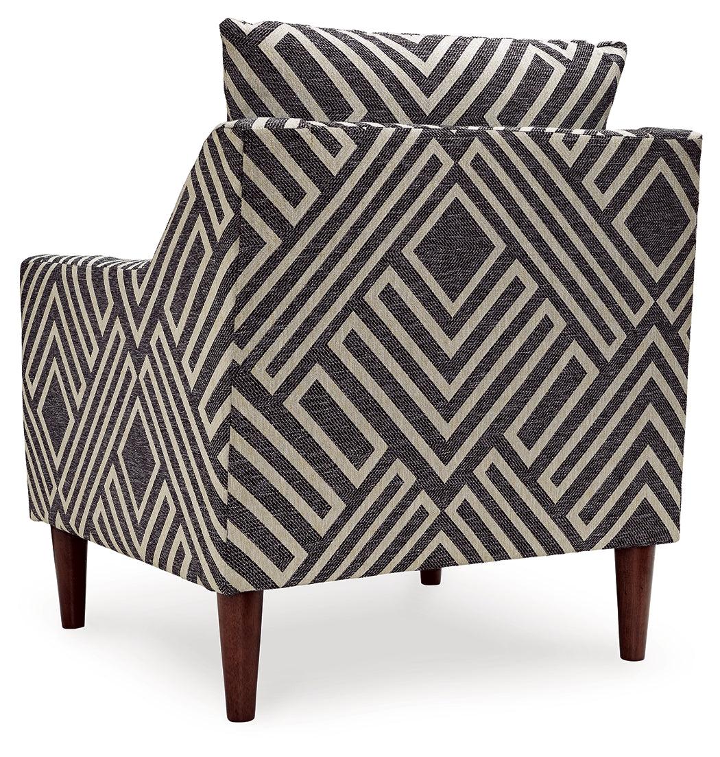Detail of reversible attached seat cushion