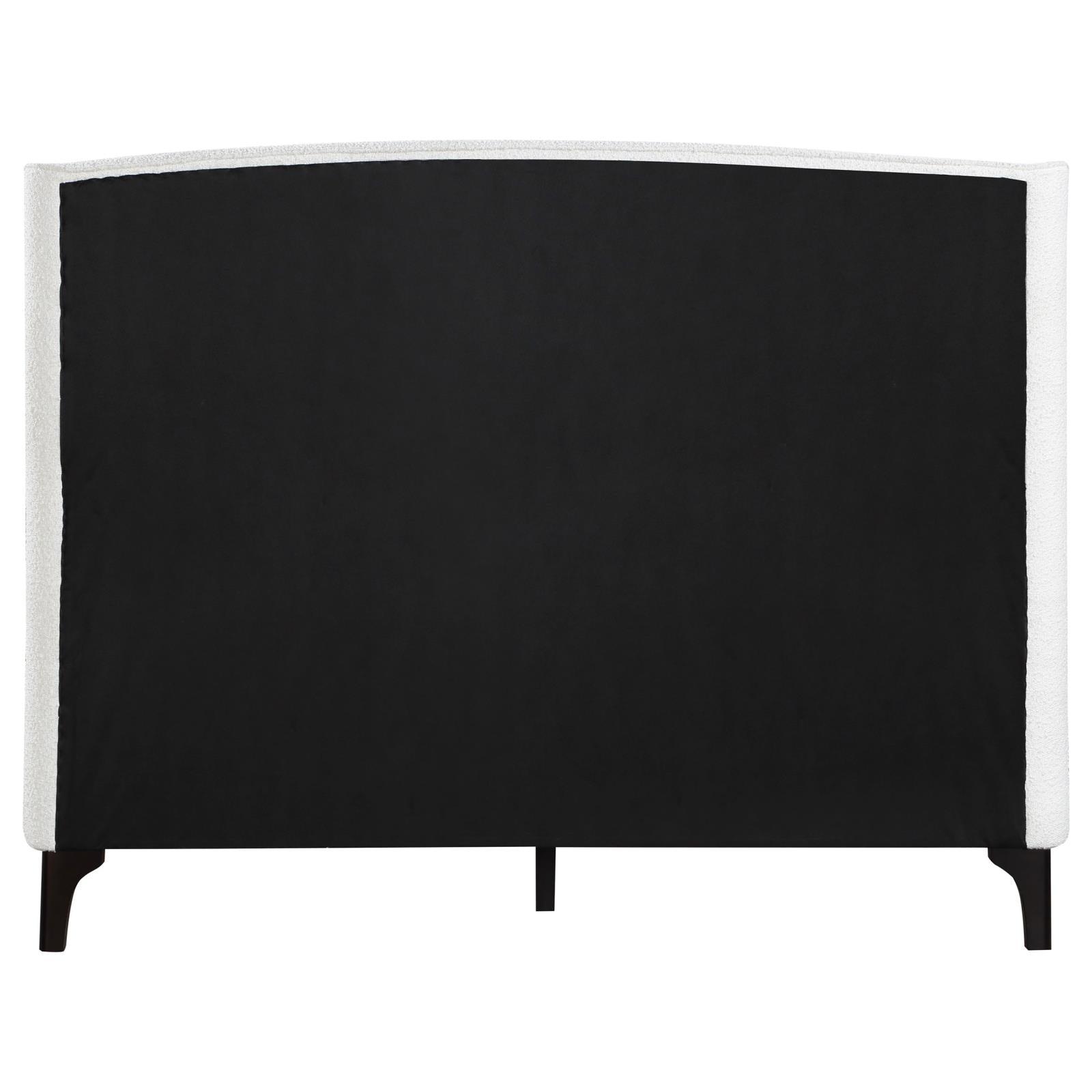 Mosby Queen Upholstered Curved Headboard Platform Bed White fabric texture close-up