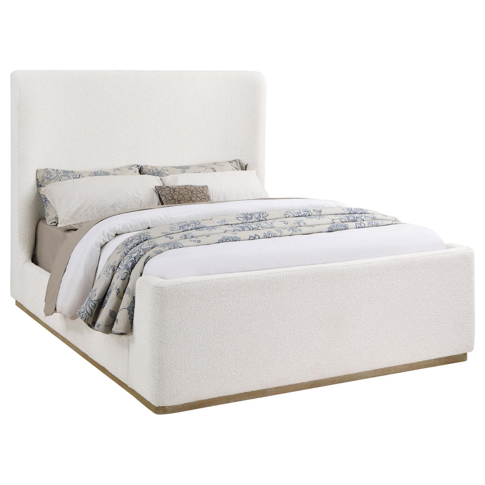 Nala Upholstered Queen Wingback Platform Sleigh Bed side angle