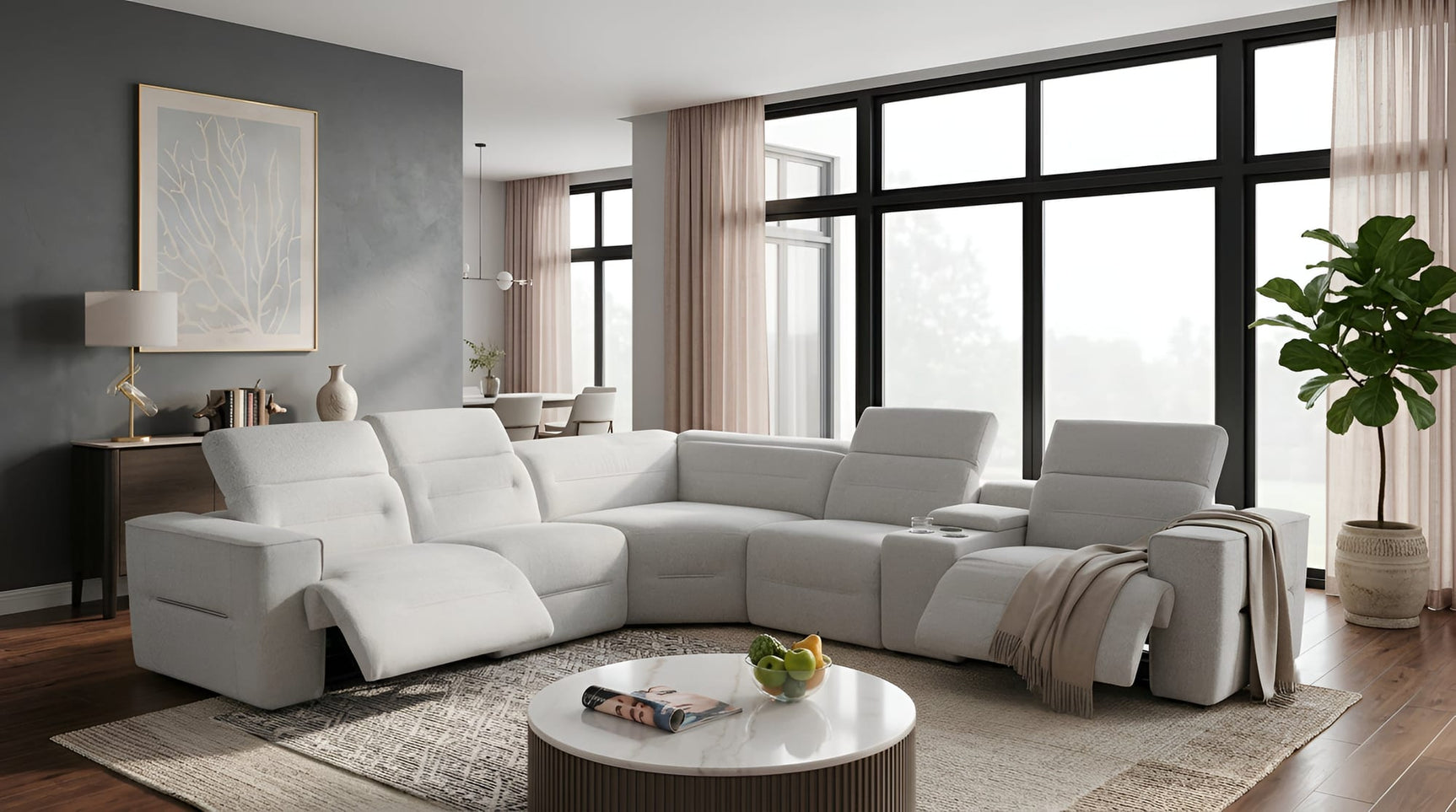 Nexus Light Grey Fabric Power Reclining 6-Piece Sectional from Decor Furniture