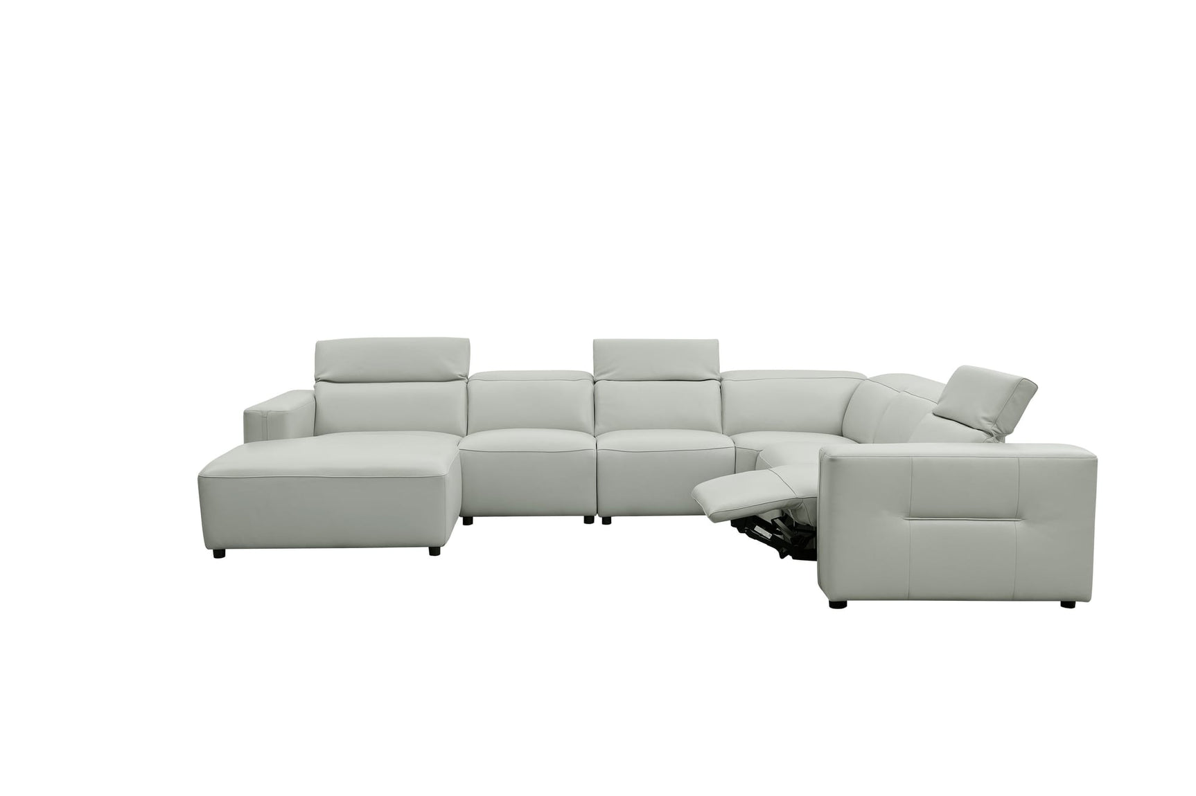 Noel Grey 6-Piece Italian Leather Power Reclining Sectional with Left-Facing Chaise and Right Arm Recliner view 4