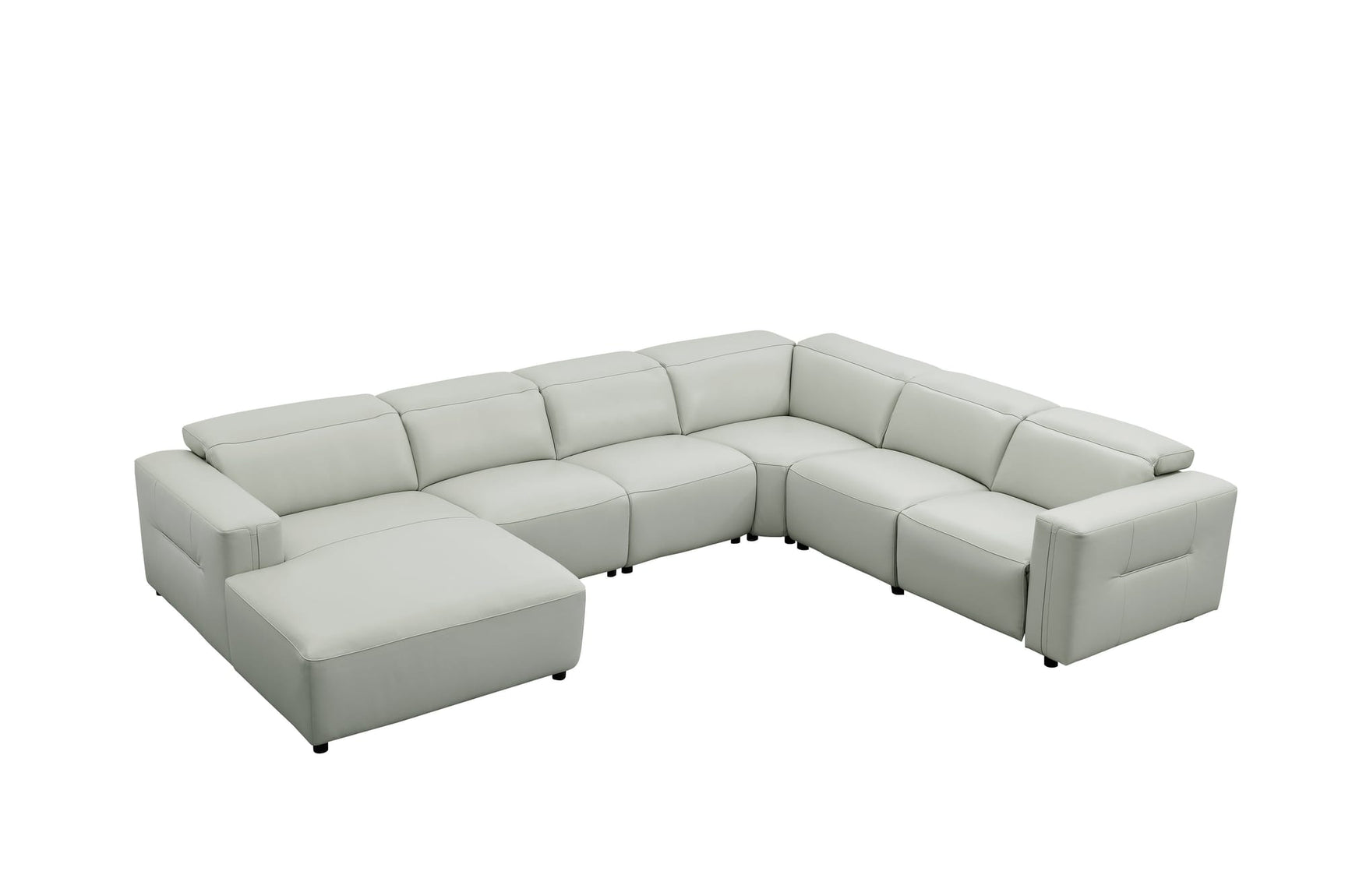 Noel Grey 6-Piece Italian Leather Power Reclining Sectional with Left-Facing Chaise and Right Arm Recliner view 5