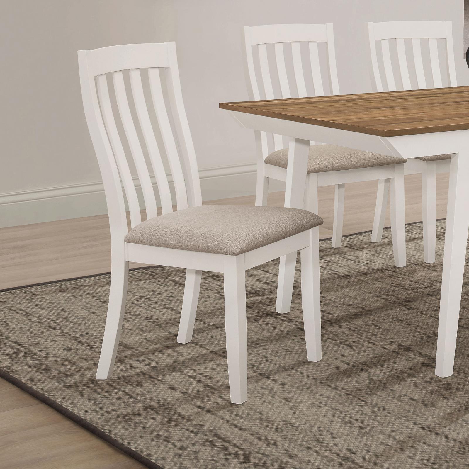 Nogales off white vertical slat back dining side chair side view