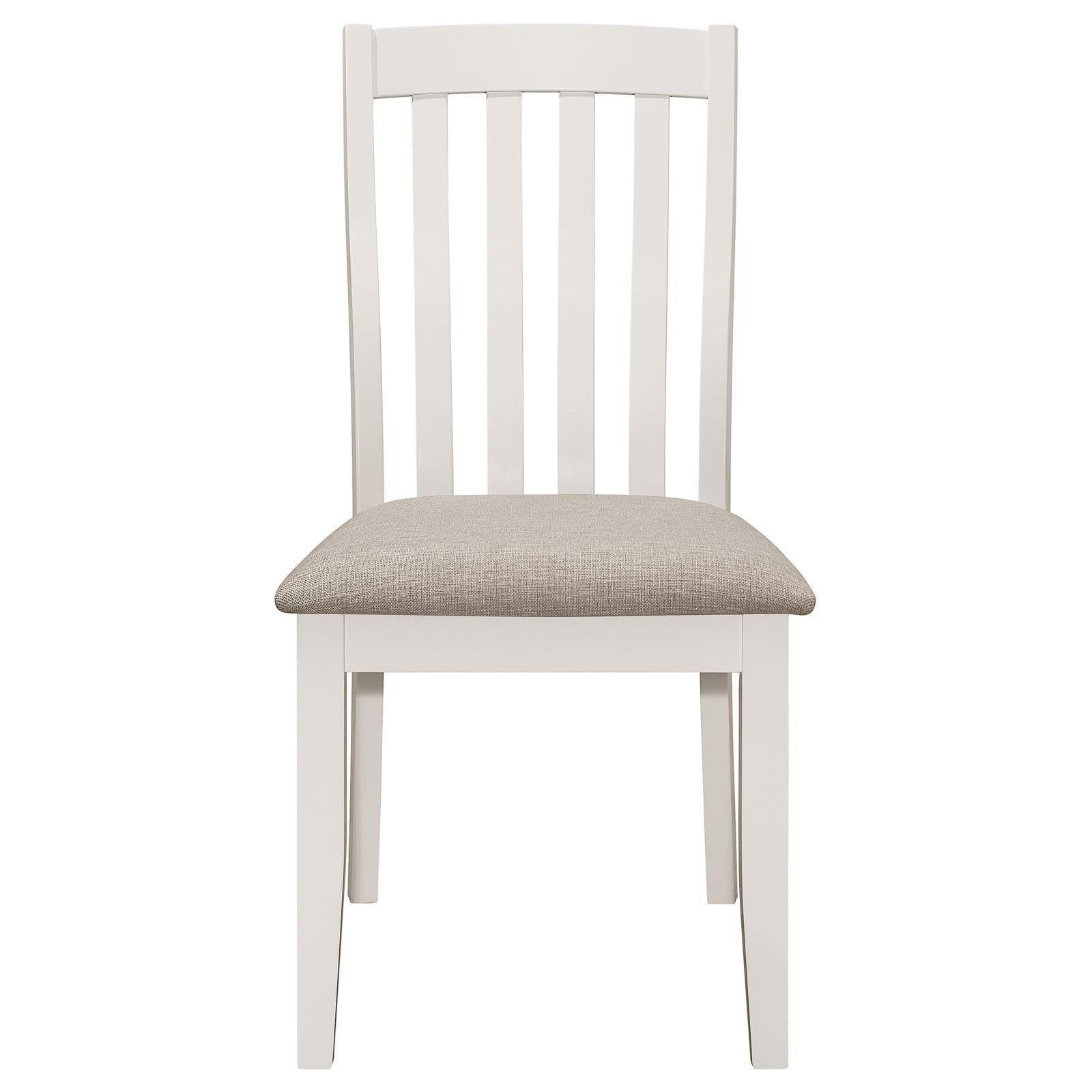 Nogales off white vertical slat back dining side chair back detail