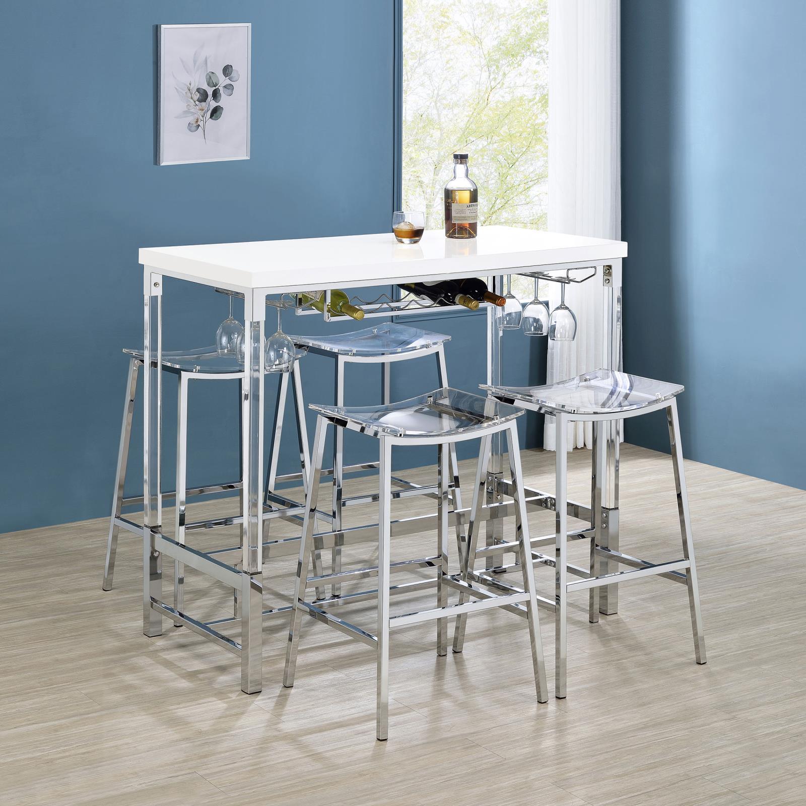 Norcrest bar table shown in modern loft dining area