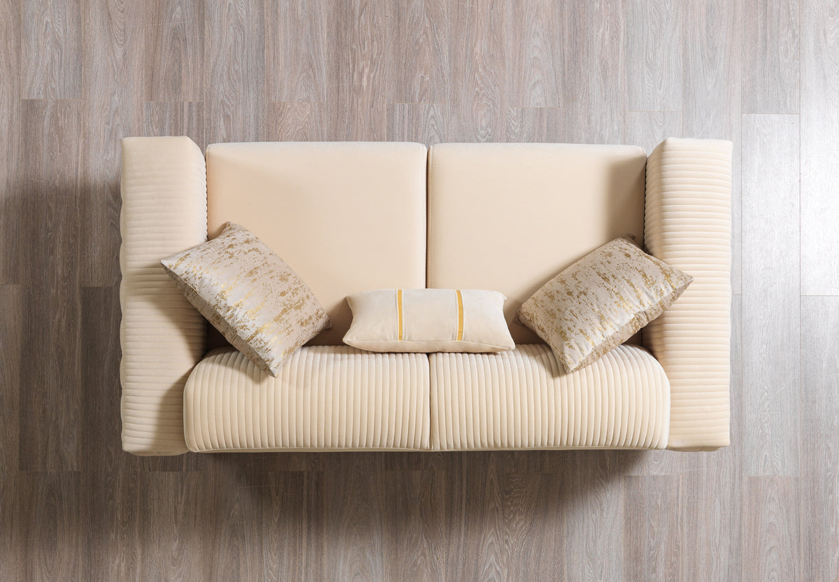 Close-up of sofa stitching and fabric texture