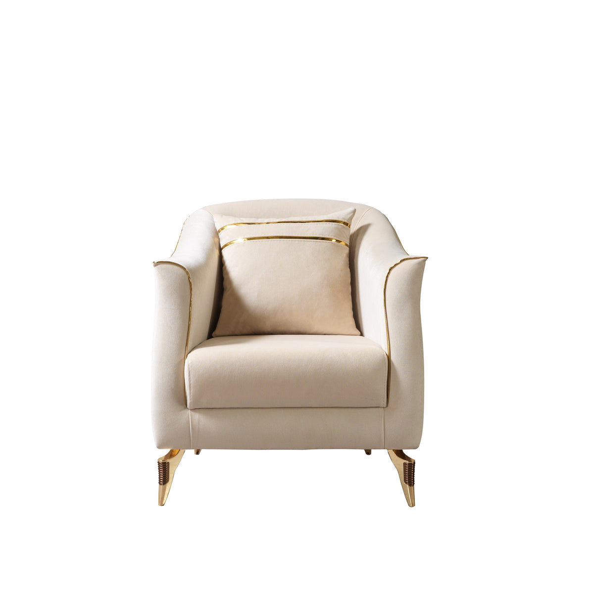 Vivian Ivory Velvet Sofa and Loveseat set front view