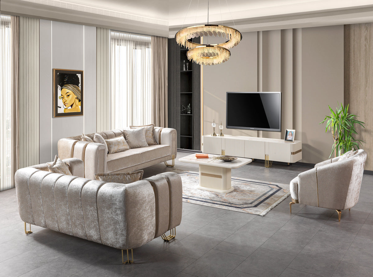 Ella Ivory Coffee Table top view showing spacious tabletop