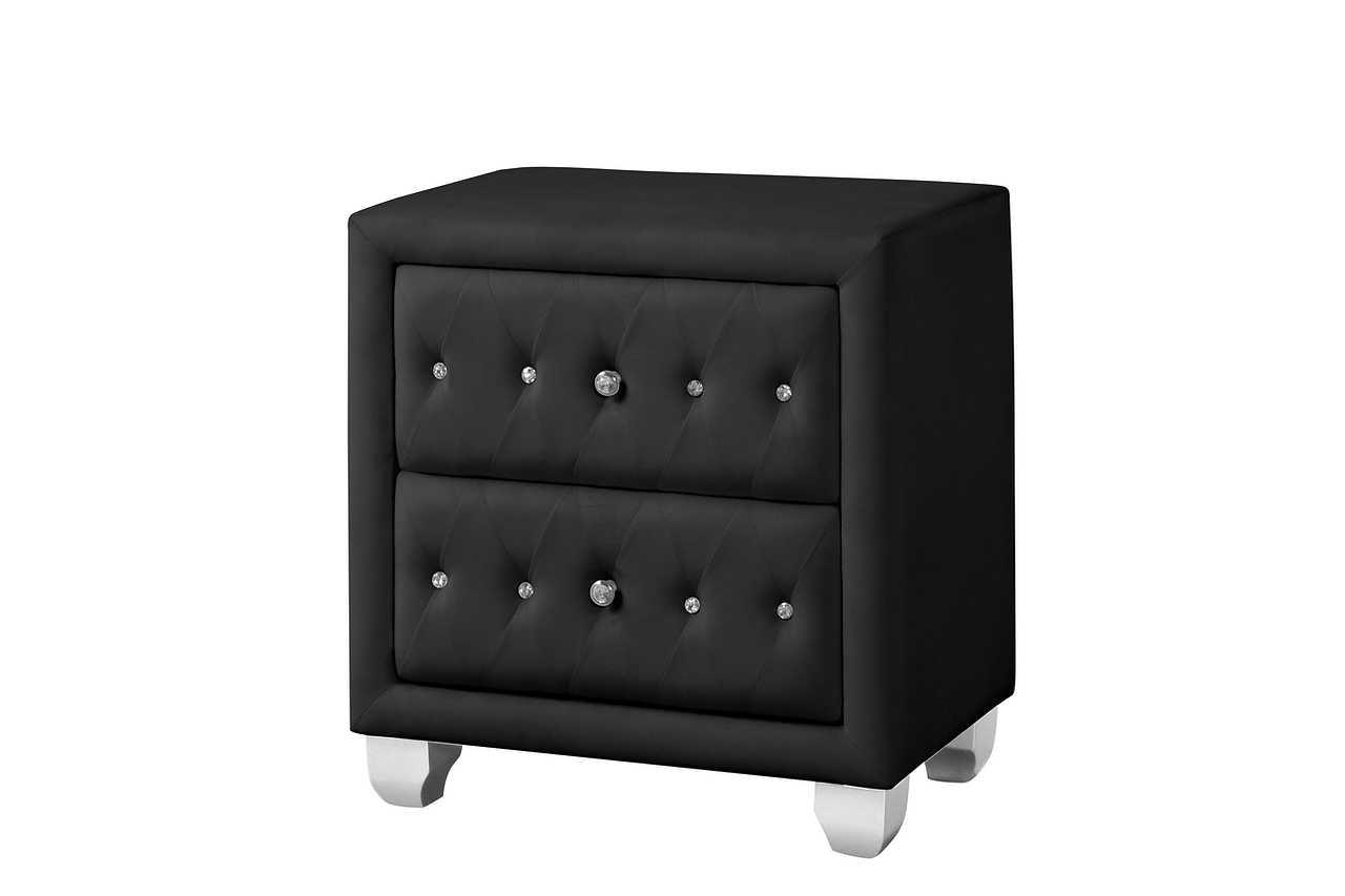Olivia Black Upholstered Tufted Chest front full view