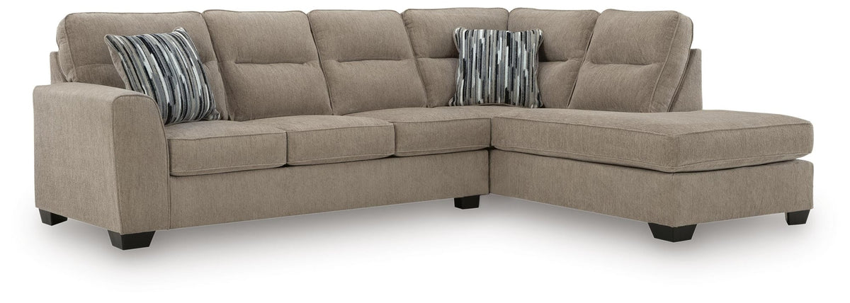Olten Mocha Chenille 2-Piece Sectional with Chaise - image 2