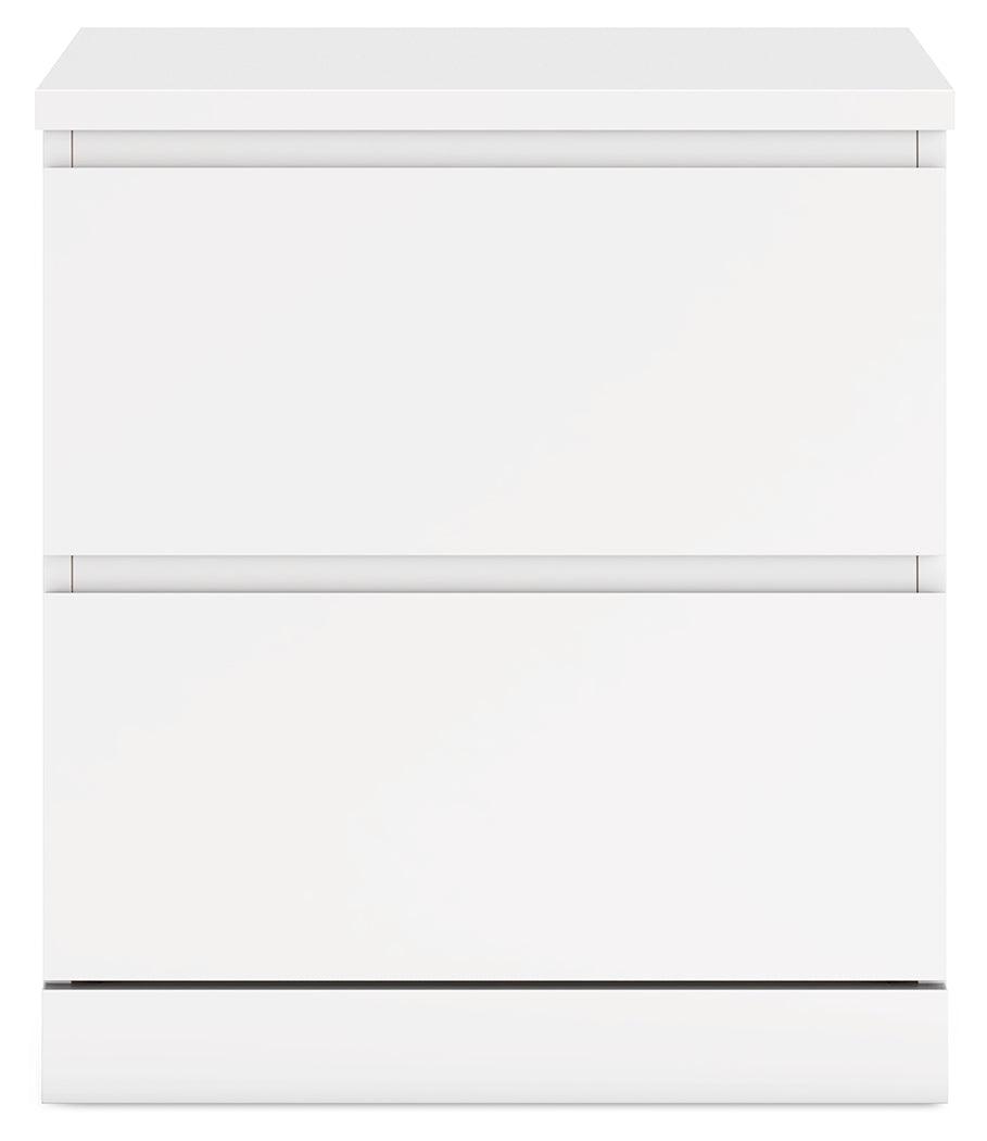 Onita White Nightstand drawers partially open
