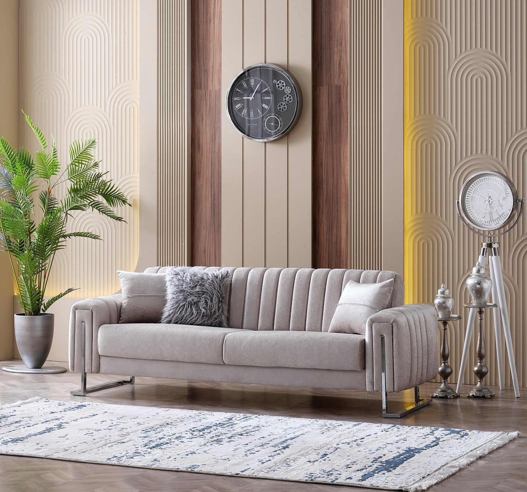 Serena Gray Velvet Living Room Set