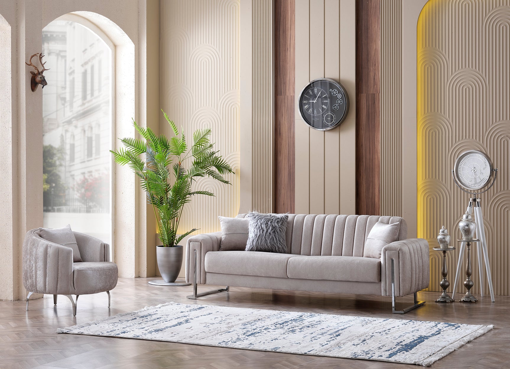 Serena Gray Velvet Living Room Set