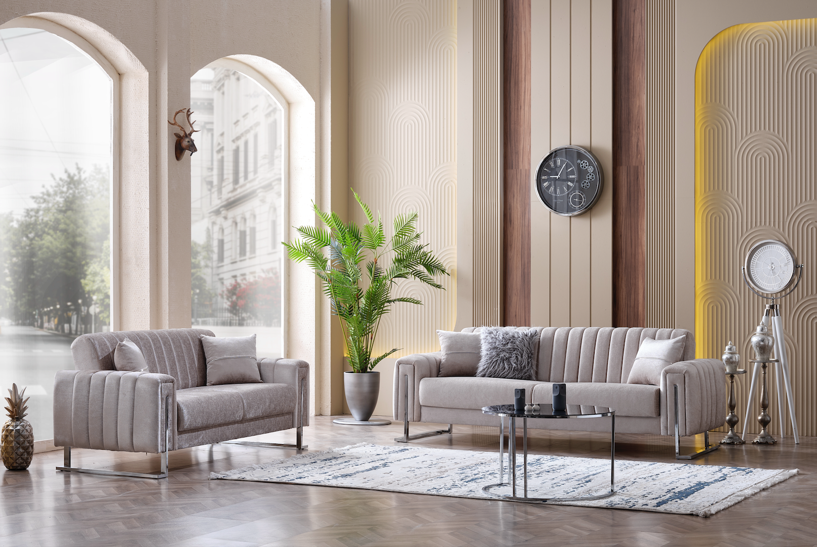 Serena Gray Velvet Living Room Set