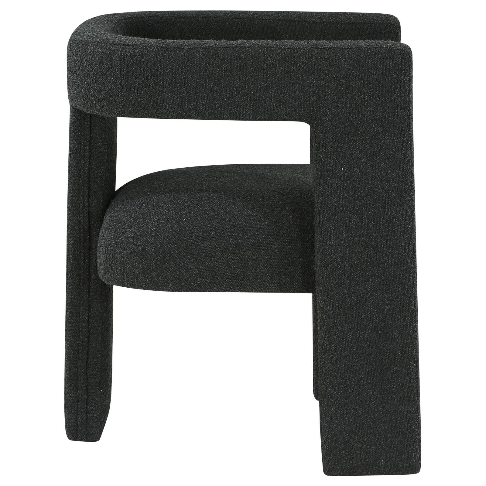 Petra Boucle Upholstered Accent Side Chair Black plastic glides under legs