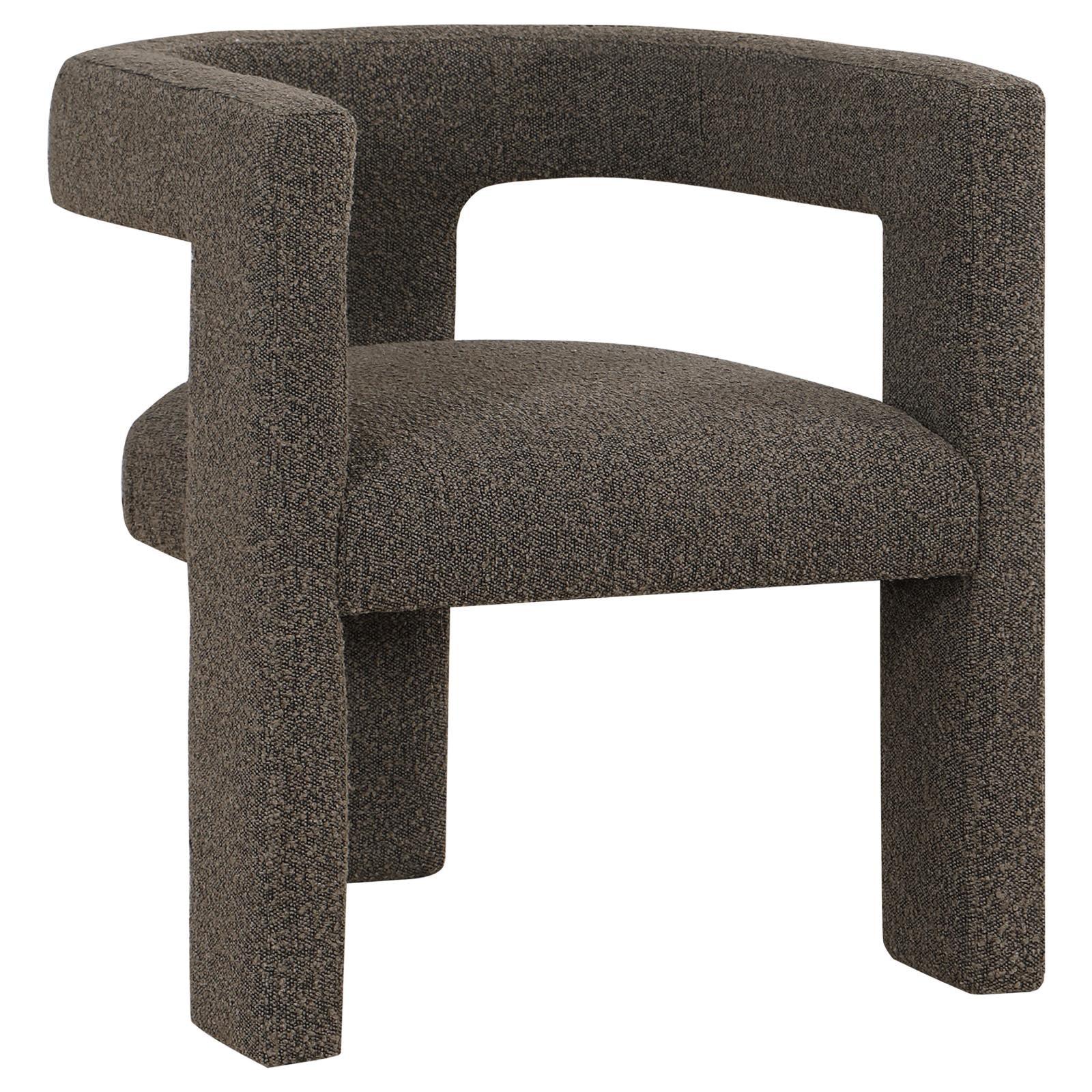 Petra Boucle Upholstered Accent Side Chair chocolate brown angled view