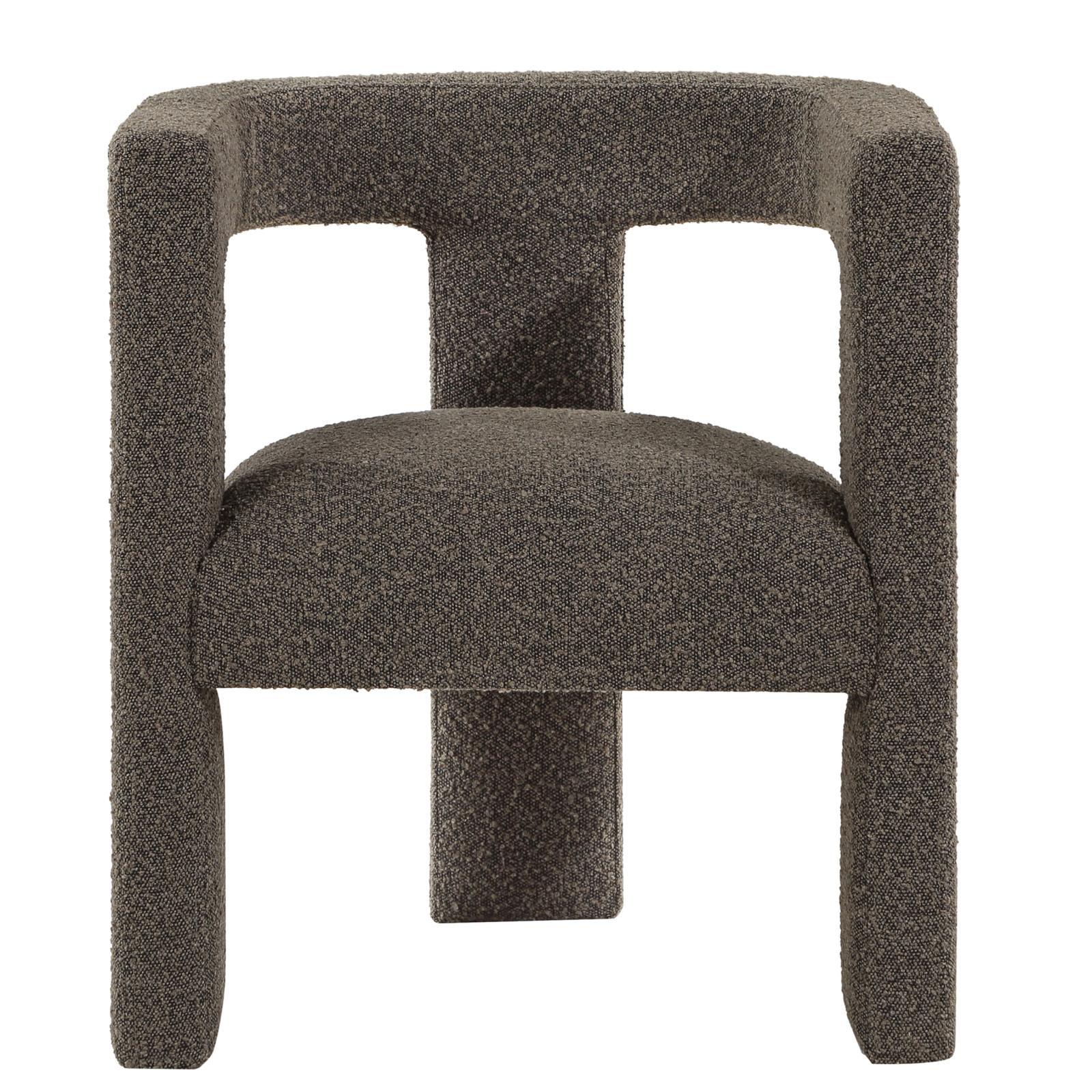 Petra Boucle Upholstered Accent Side Chair chocolate brown close-up on fabric