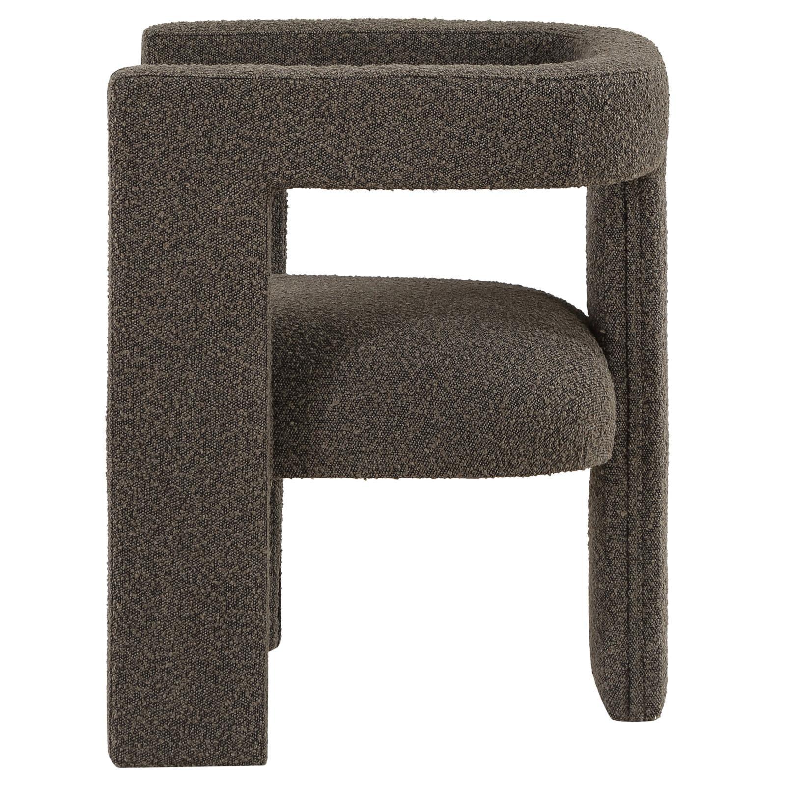 Petra Boucle Upholstered Accent Side Chair chocolate brown detailed armrest