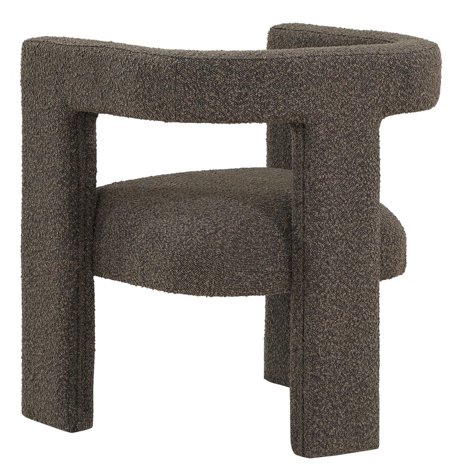 Petra Boucle Upholstered Accent Side Chair chocolate brown seat cushion detail