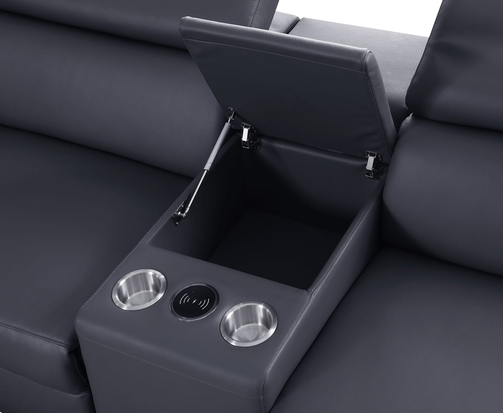 Picasso II Dark Grey Italian Leather 6-Piece Power Reclining Sectional with 2 Power Seats view 5