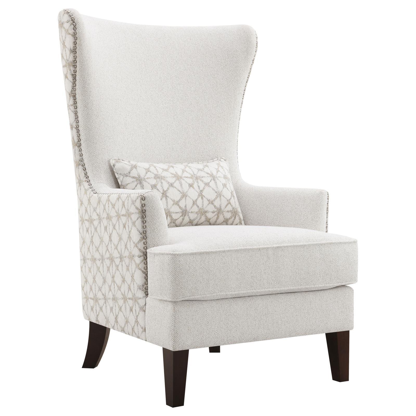 Pippin Upholstered Wingback Accent Chair Latte front view showing wingback and cushion