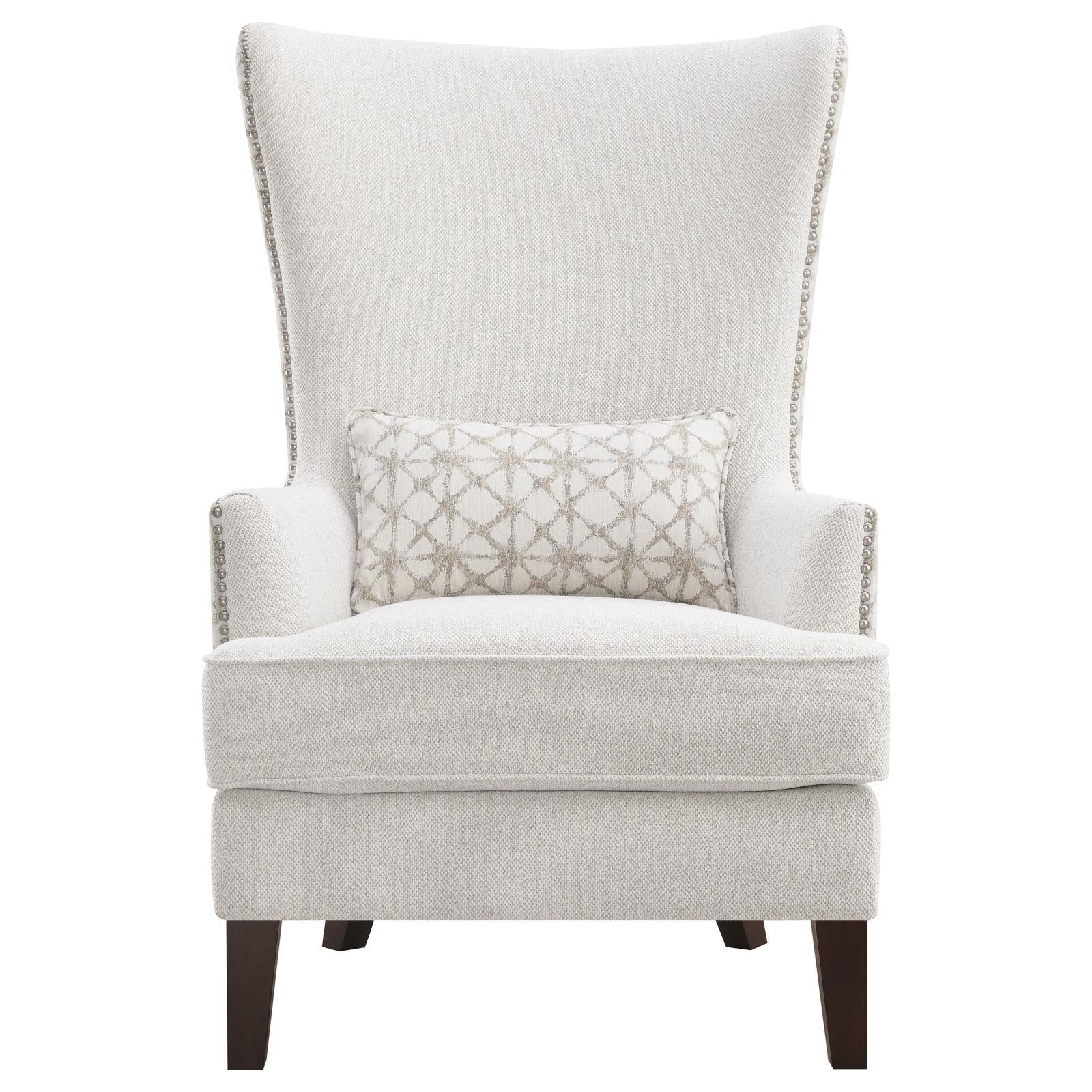 Close-up of geometric fabric pattern on Pippin Accent Chair