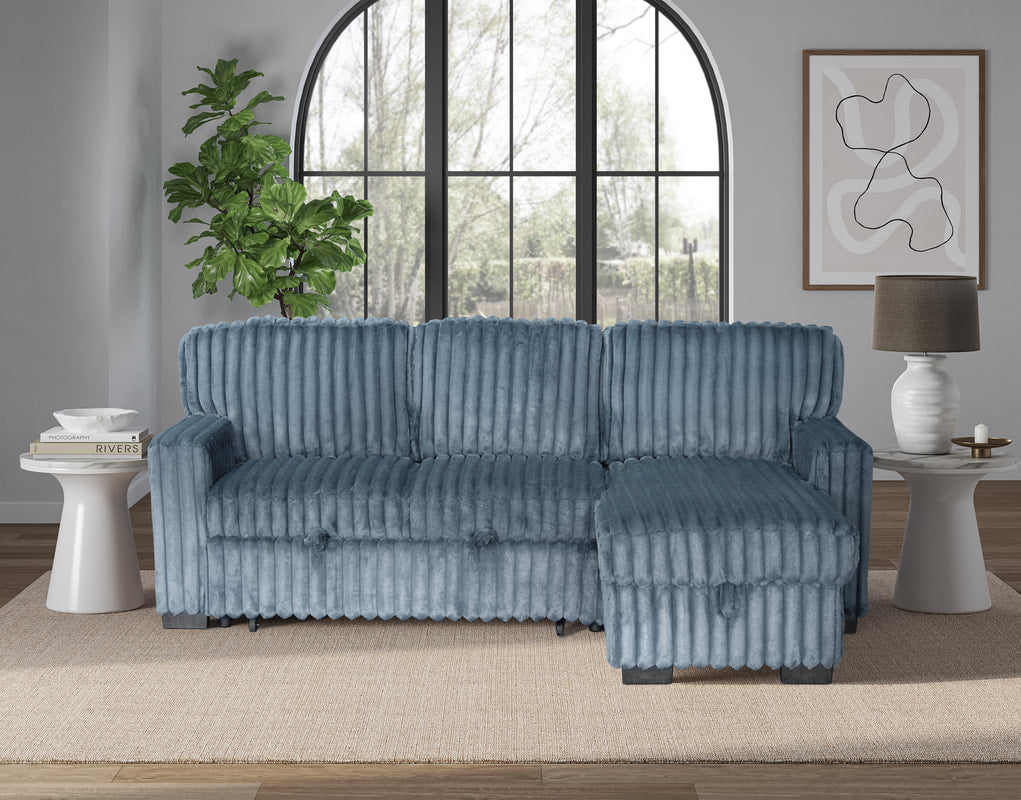 Front angle of Poland Charcoal sectional sofa