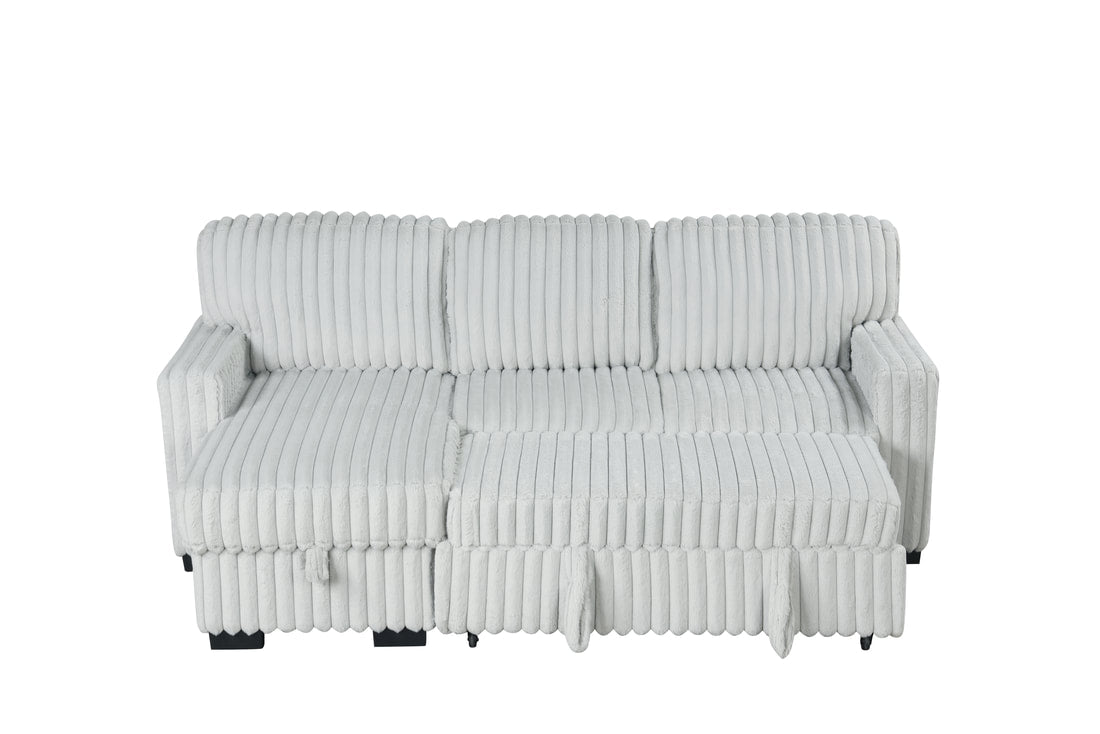 Side view of Poland Gray Reversible Sectional Sofa