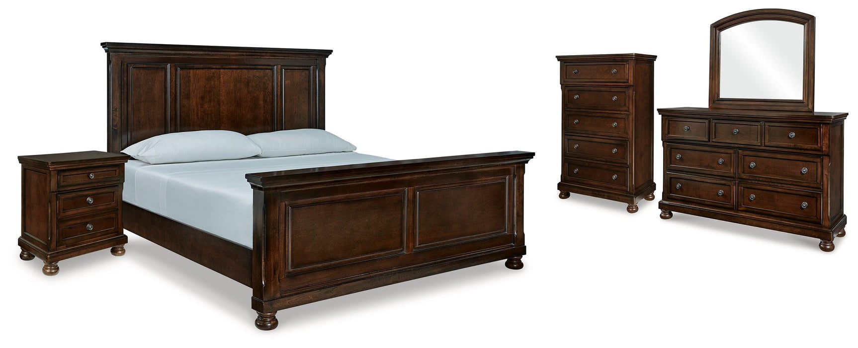 Side view of Porter Rustic Brown Panel Bedroom Set bed