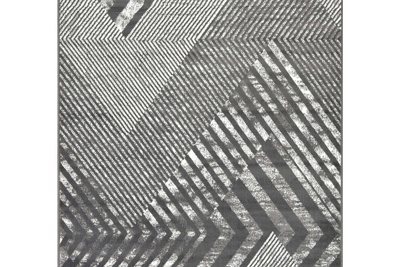 Posh 150 Smoke medium rug laid out in living room