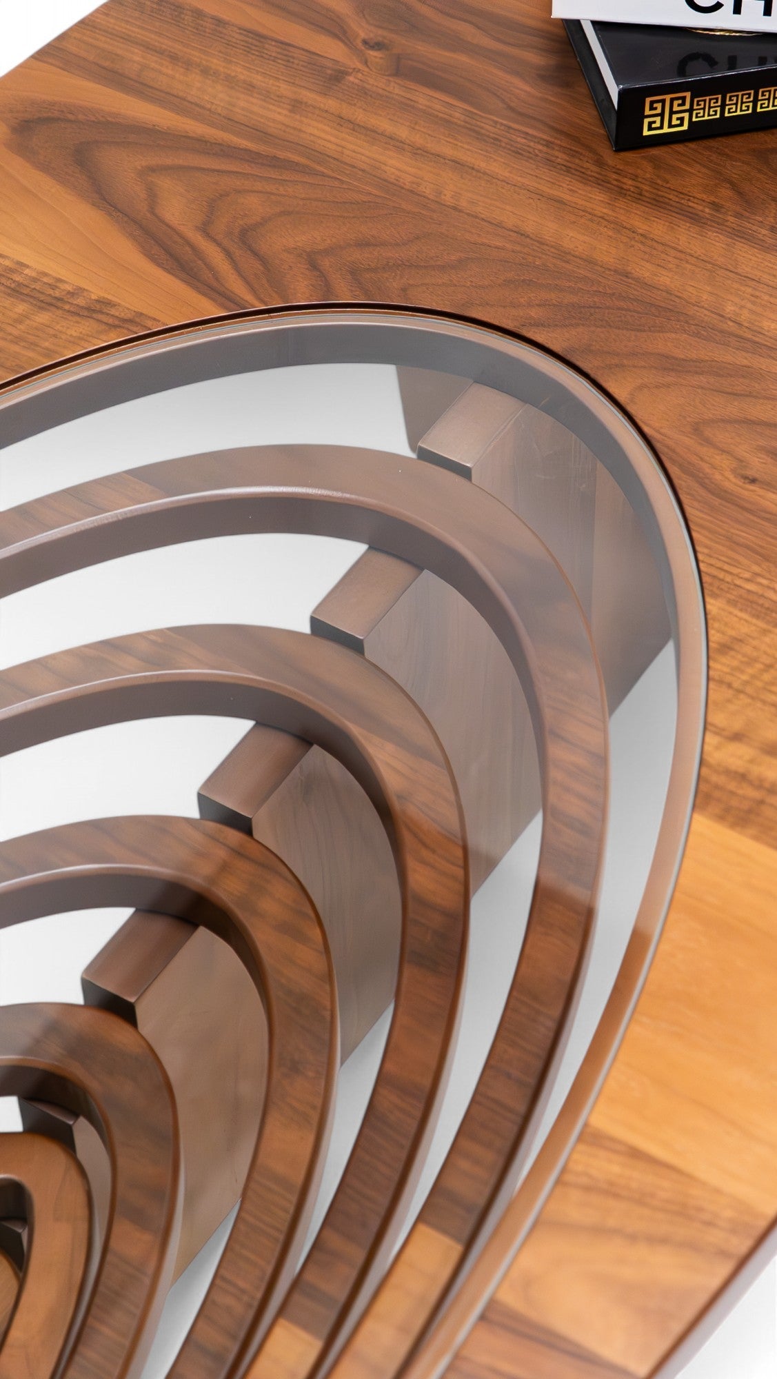 Close-up of Walnut wood grain on Sasha Coffee Table surface