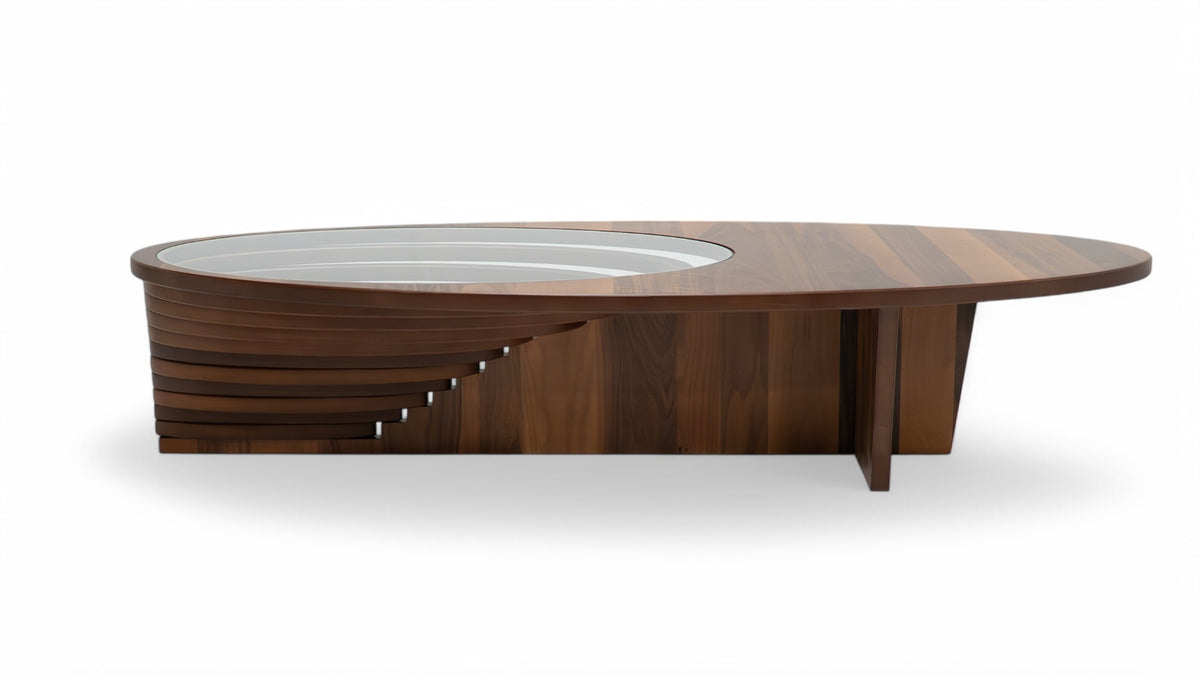 Walnut Coffee Table by Nova in cozy living room setting