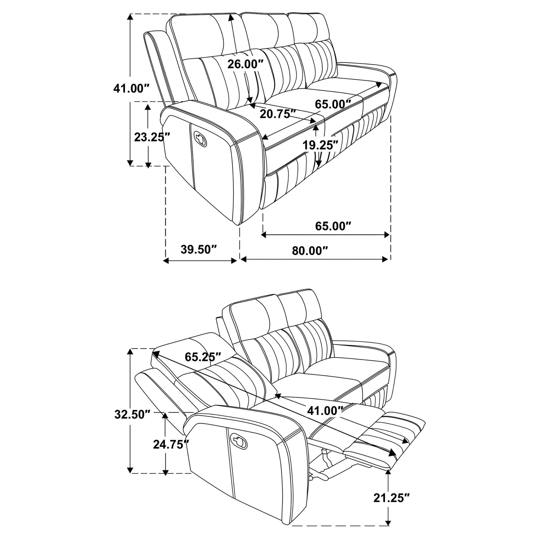 Side profile of Raelynn recliner