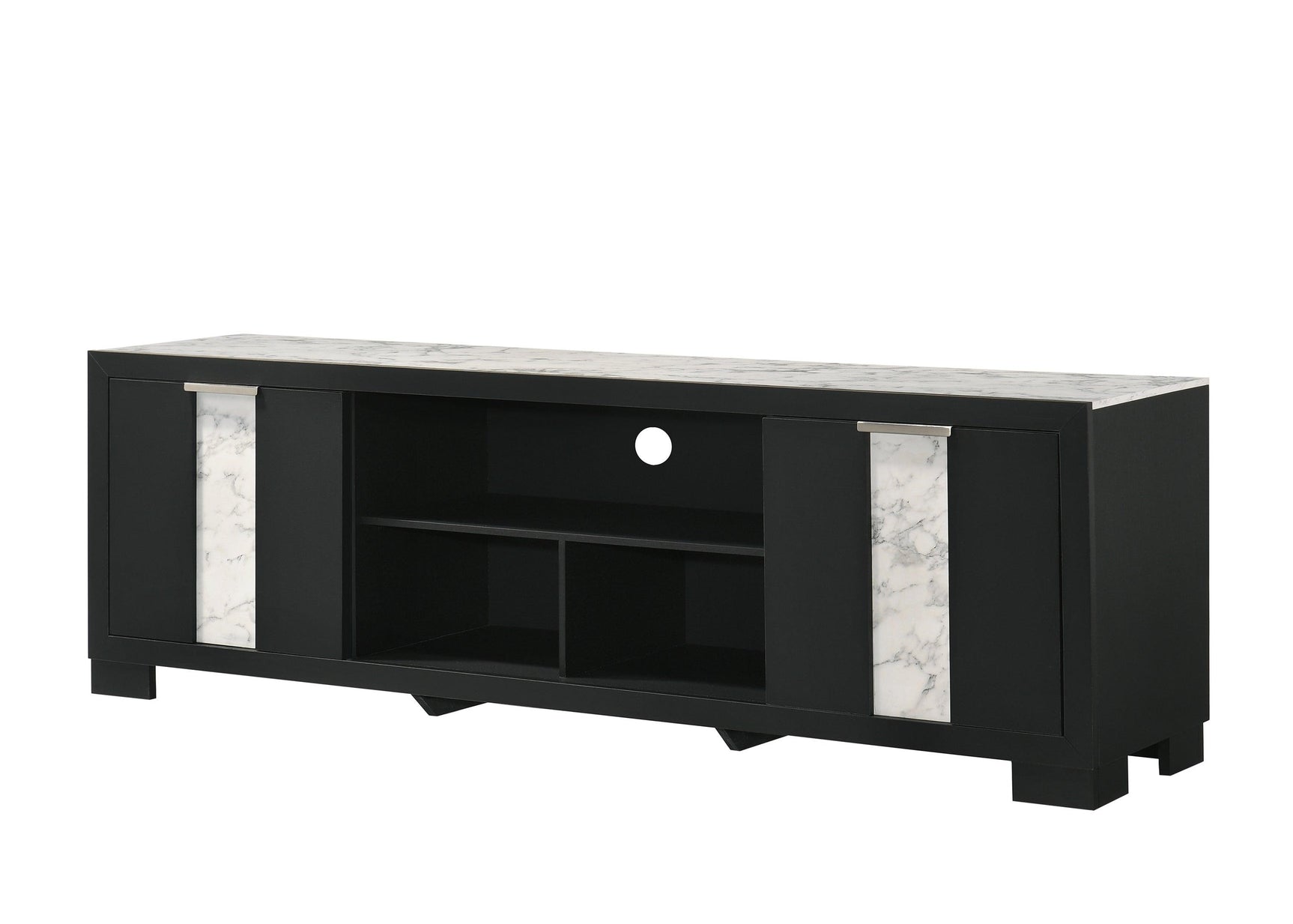 Rangley Black Modern Contemporary Solid Wood Marble 5-Drawers Chest - Ella Furniture