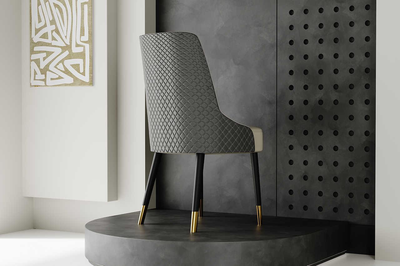 Rani Grey Dining Chair angled side view