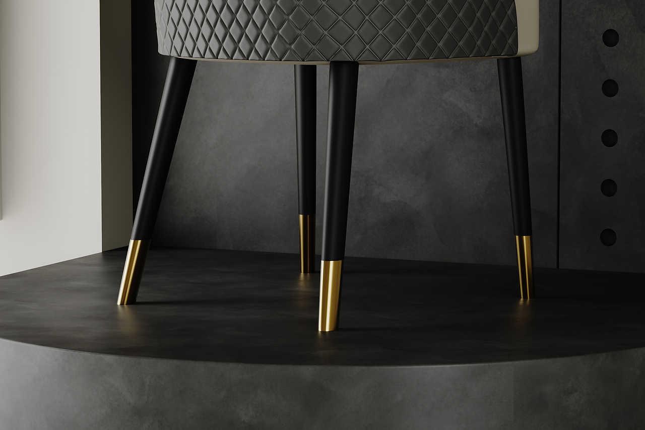 Rani Grey Dining Chair solid wood leg detail