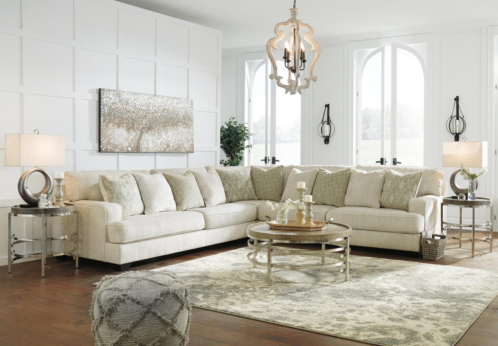 Rawcliffe Parchment Chenille 3-Piece Sectional - image 5