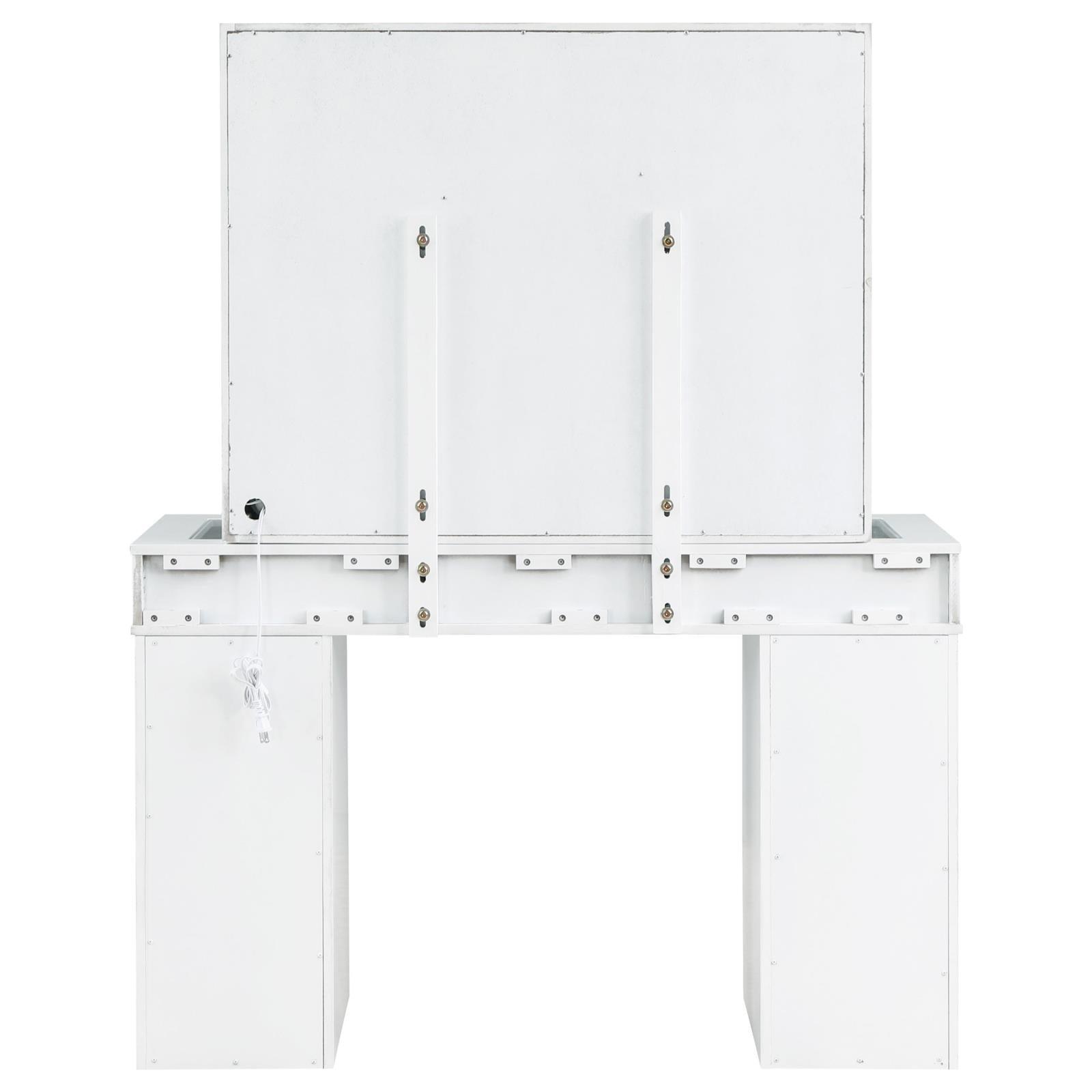 Vanity and mirror set assembled in modern bedroom