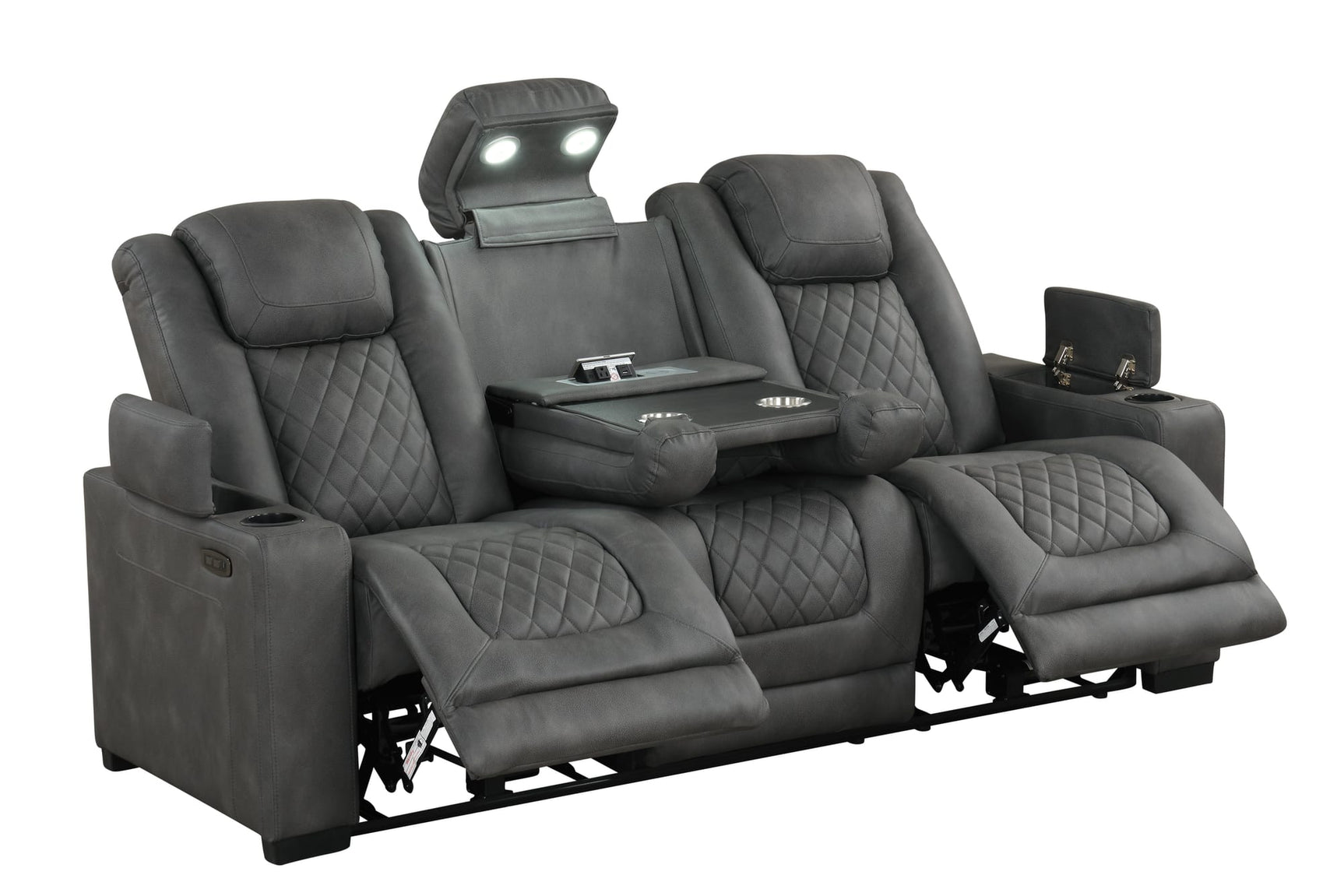 Rima Dark Grey Air Leather Reclining 3-Piece Living Room Set view 3