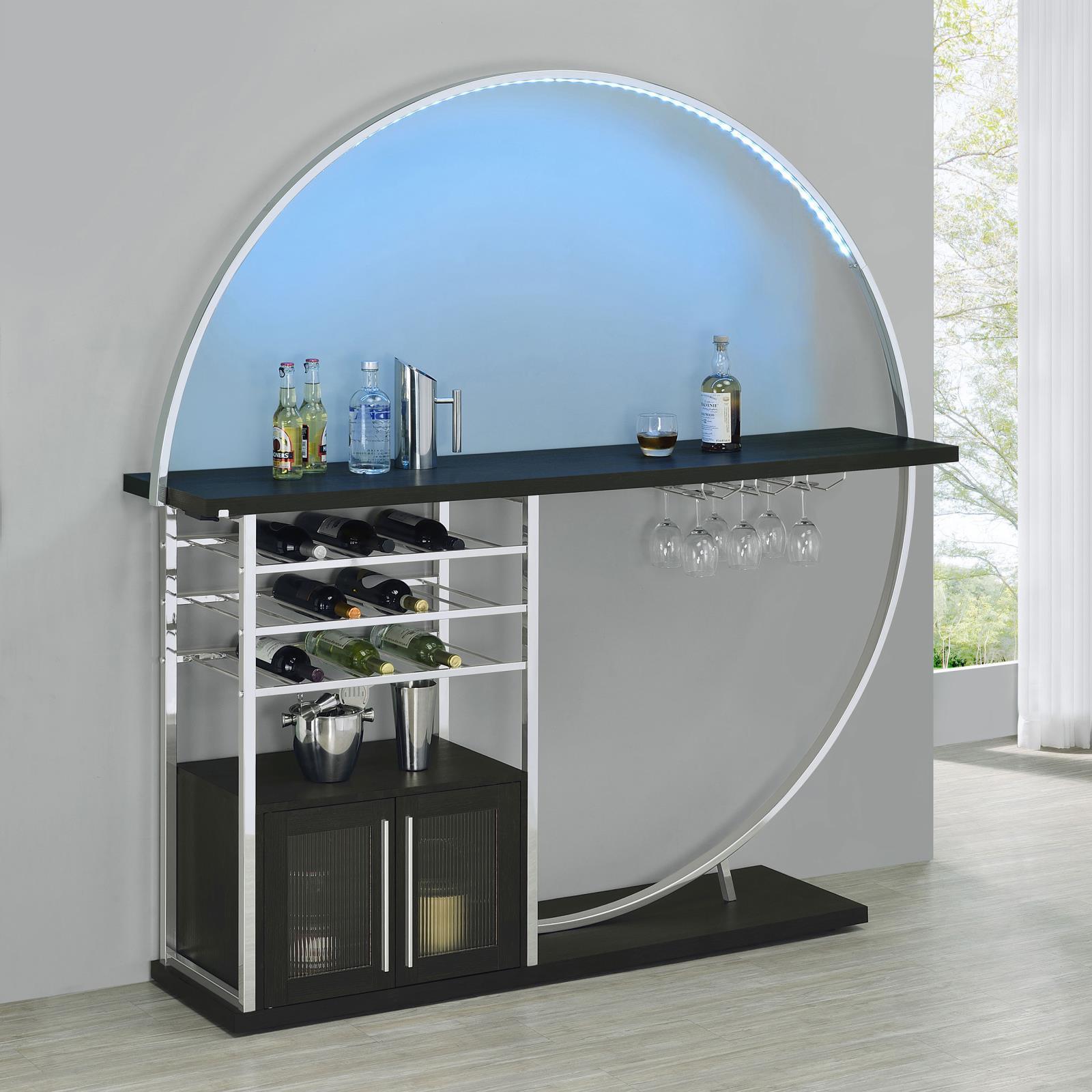 Risley home bar open doors showing storage