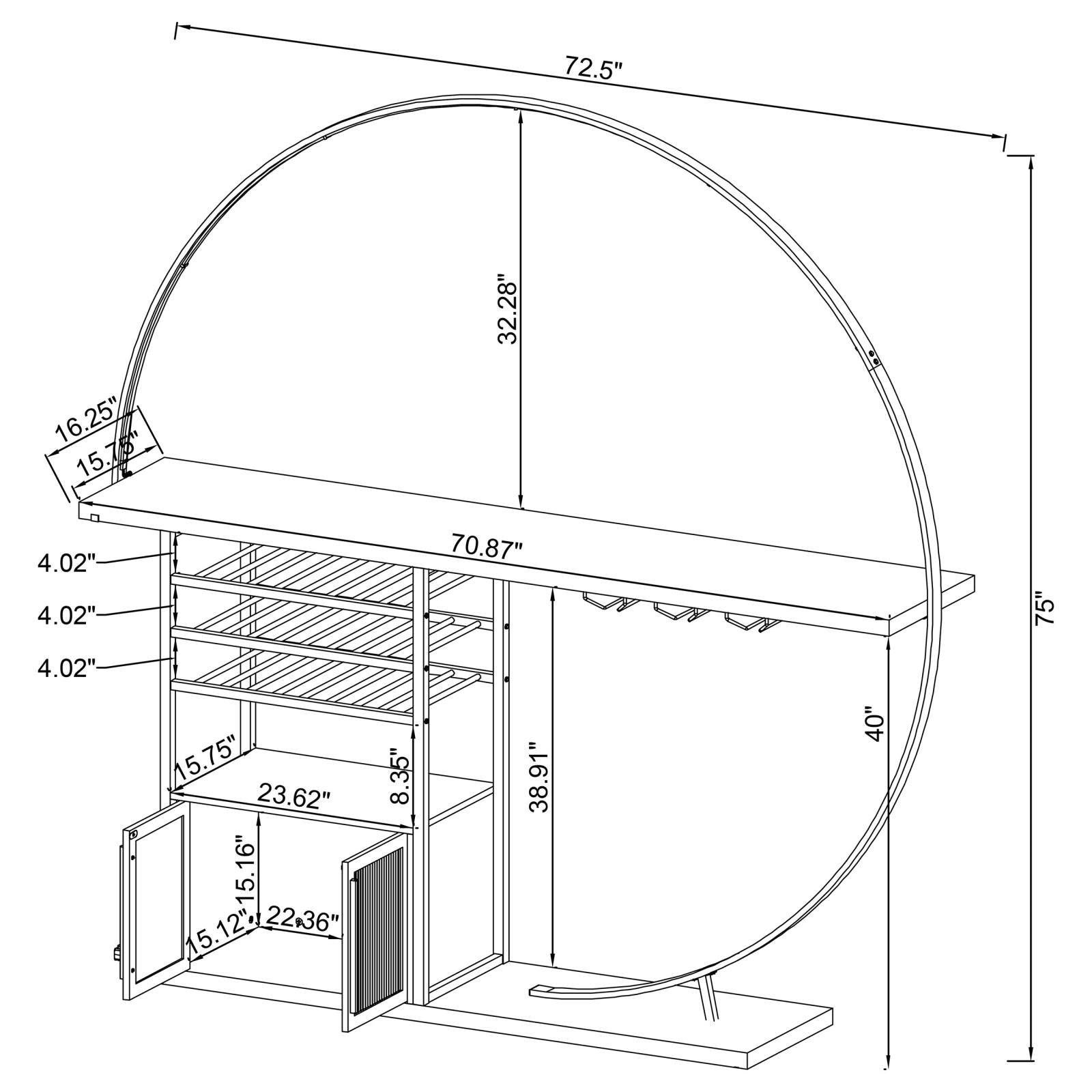 Risley 2-Door Circular LED Home Bar White High Gloss front view
